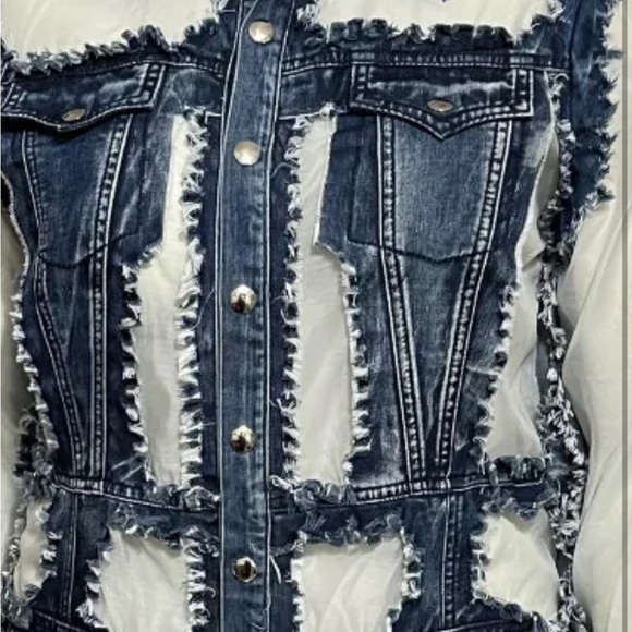 Adore Blue and White Denim Dress Perfect for that Country Gal - Picture 3 of 9